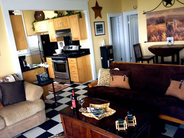 Kitchen & Sitting area inside the Paniolo Cottage